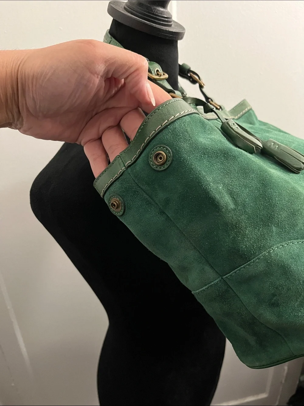 Vintage Coach Hamptons Suede Tassel Satchel Bag